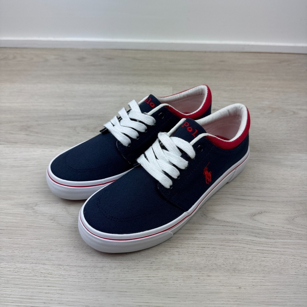 Polo Ralph Lauren Faxson Sneaker Boys 4 Navy Red Canvas Pony